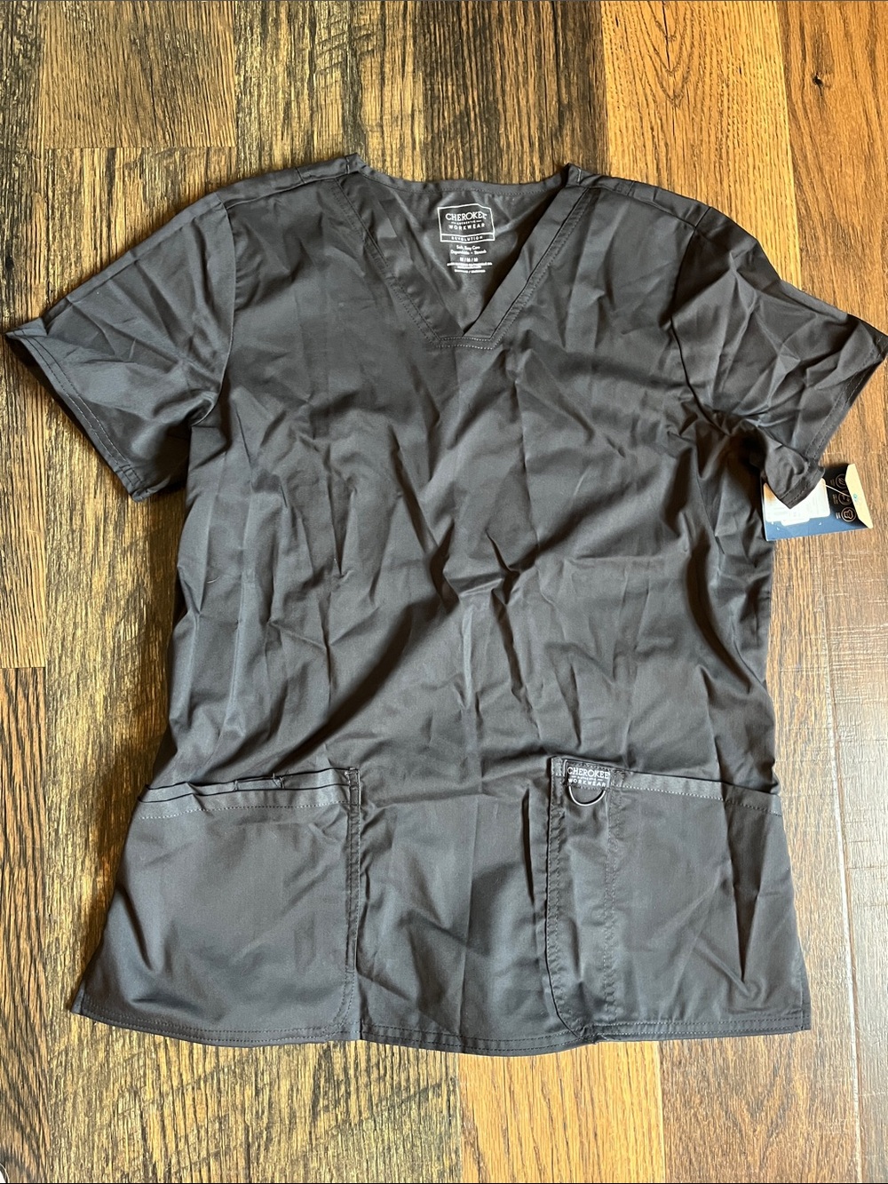 Cherokee charcoal gray wV-Neck Medical Scrub Top